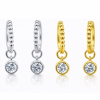 Moissanite Beaded Hoop Drop Earrings