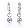 Moissanite Beaded Hoop Drop Earrings