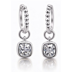 Moissanite Beaded Hoop Drop Earrings