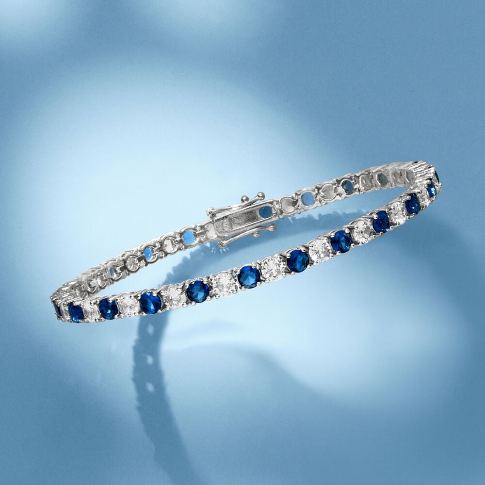 White & Blue Sapphire Tennis Bracelet