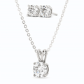 Moissanite Stud Earrings & Pendant Necklace Set