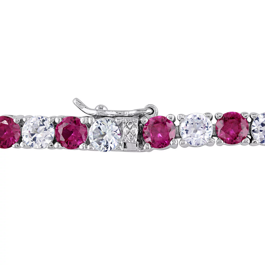 Ruby & White Sapphire Tennis Bracelet
