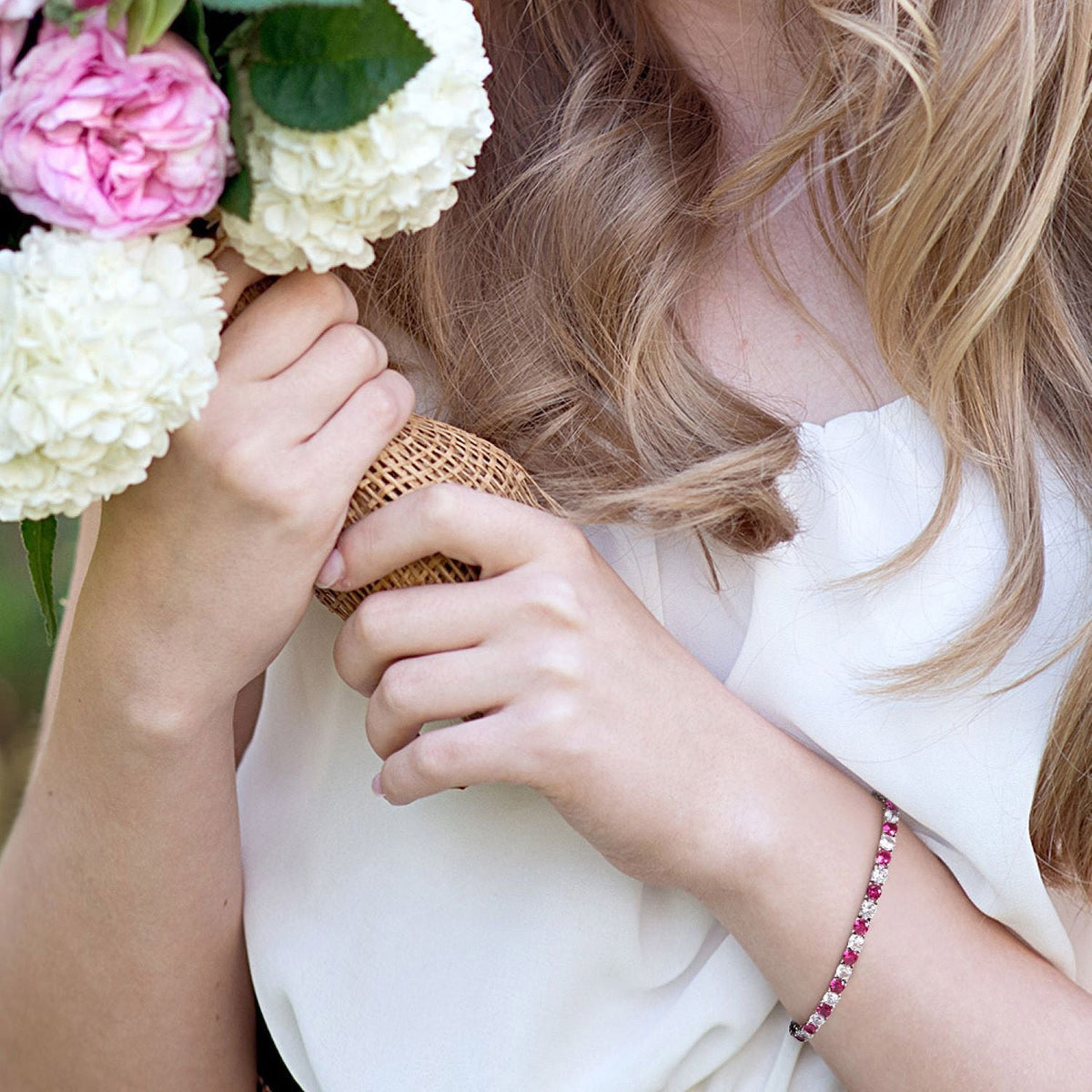 Ruby & White Sapphire Tennis Bracelet